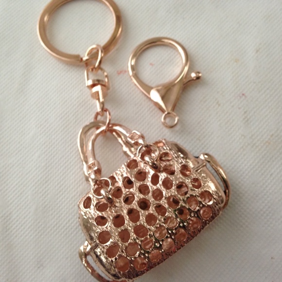 2-Way, Black Floral Rhinestone Handbag Charm- Key Chain - Picture 4 of 10